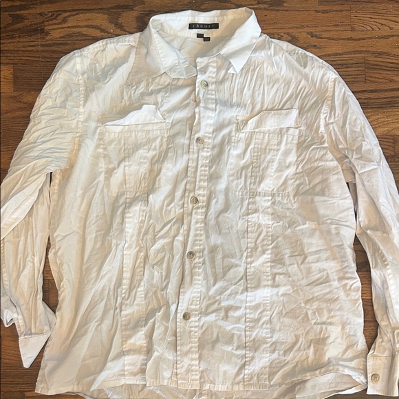 Theory Men's White Casual Button-Down Shirt